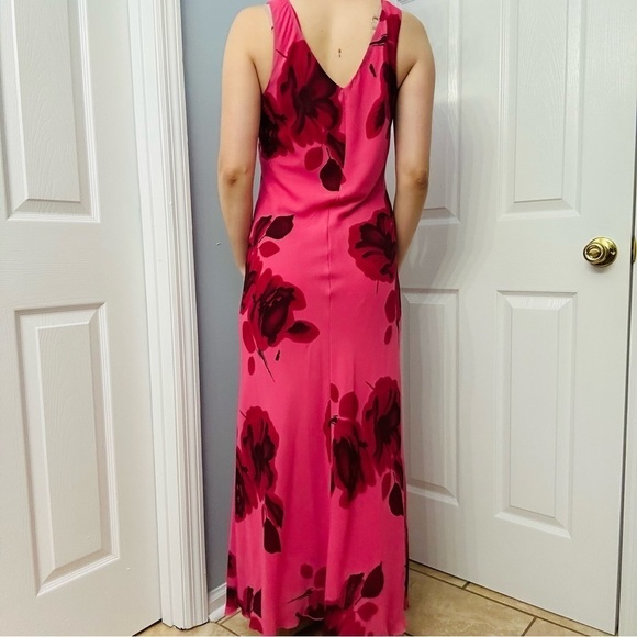 Vintage Dress Maxi Long Floral Pink Barbie Fairy Casual Vacation Size 10 Medium - Picture 3 of 8